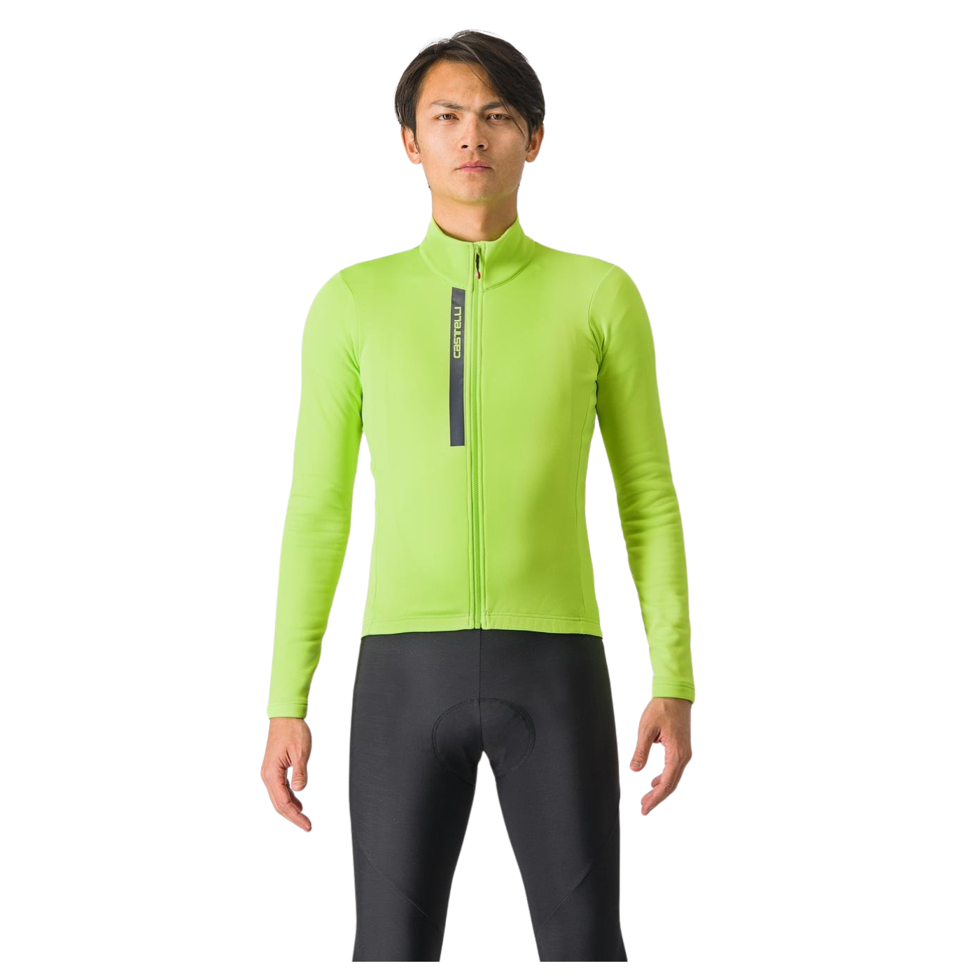 Castelli Entrata Thermal Jersey - Electric Lime / Dark Gray