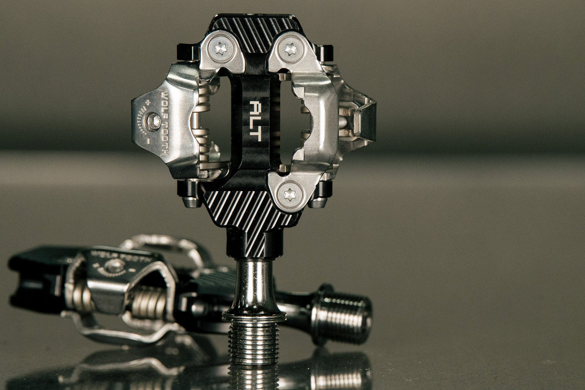 Wolf Tooth ALT XC clipless pedal standing on its axle