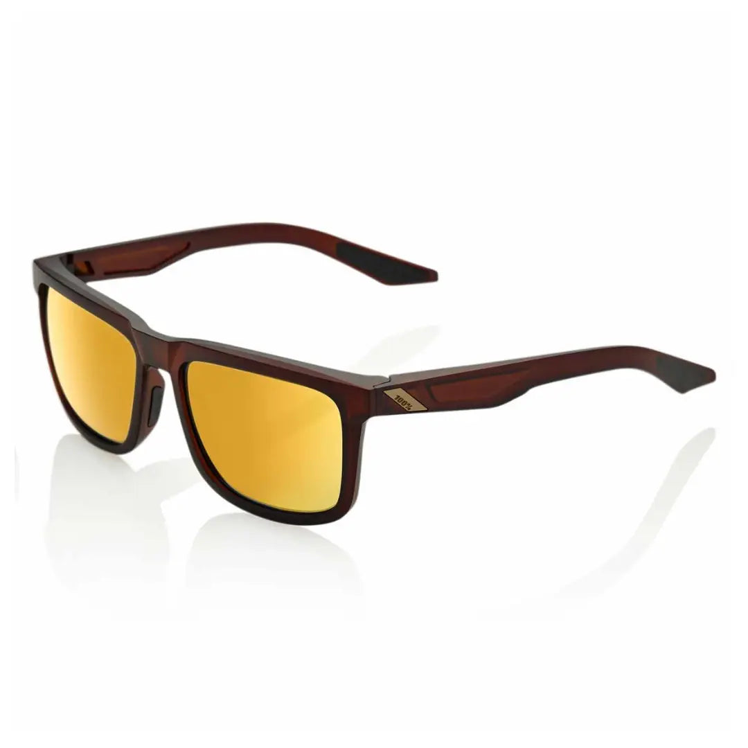 100% BLAKE Sunglasses - Soft Tact Rootbeer | Flash Gold Lens