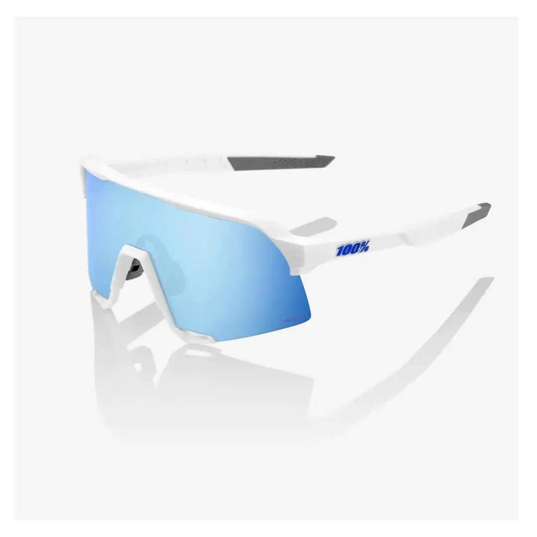 100% S3 - Matte White | HiPER¬Æ Blue Multilayer Mirror Lens