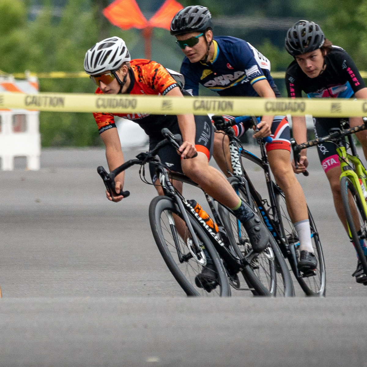 Dialed junior leading a corner in a road race
