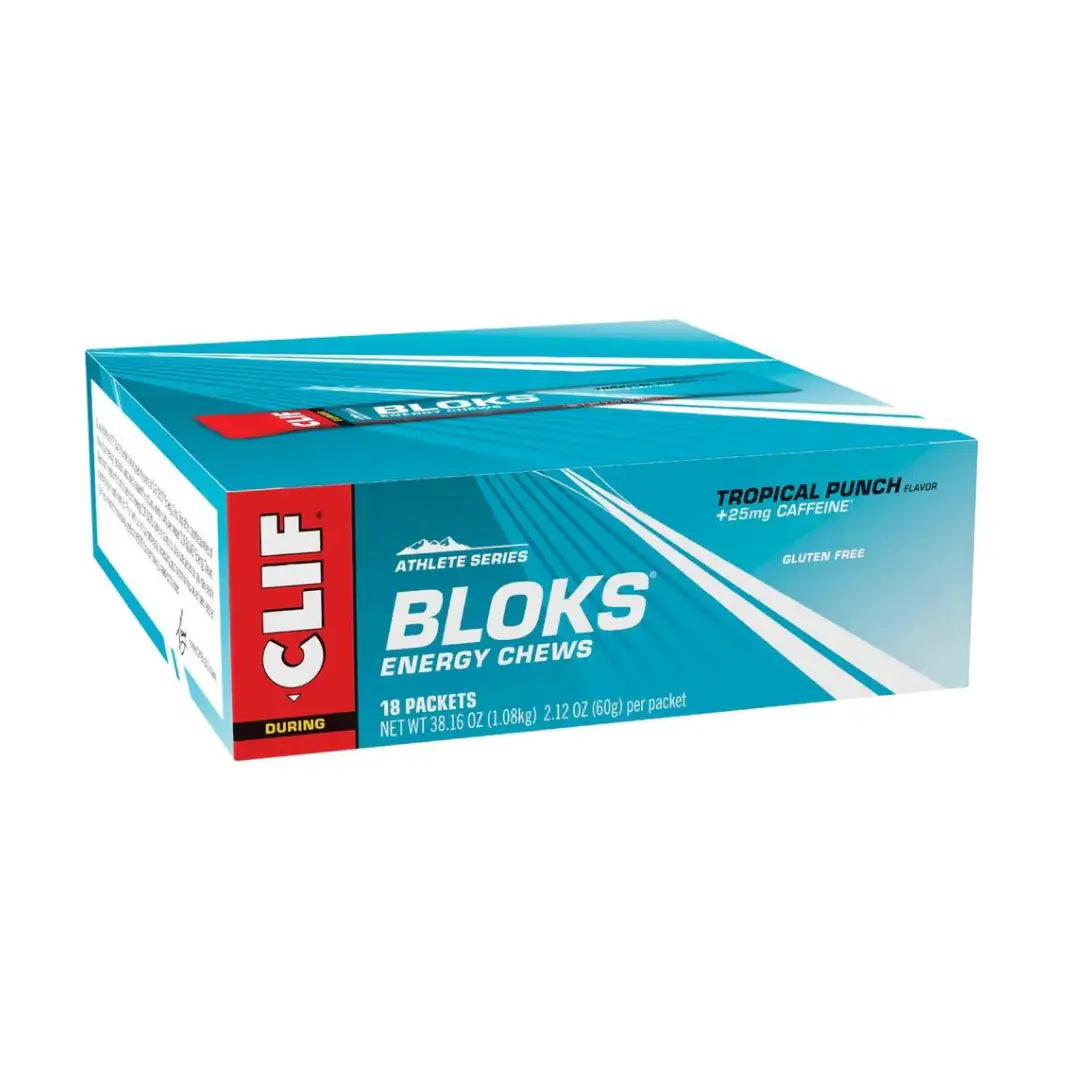 CLIF Bloks Energy Chews - Tropical Punch with Caffeine | 18 Count
