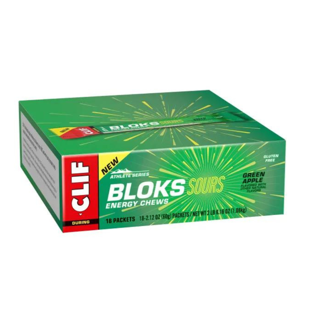 CLIF Bloks Sours Energy Chews - Green Apple | 18 Count