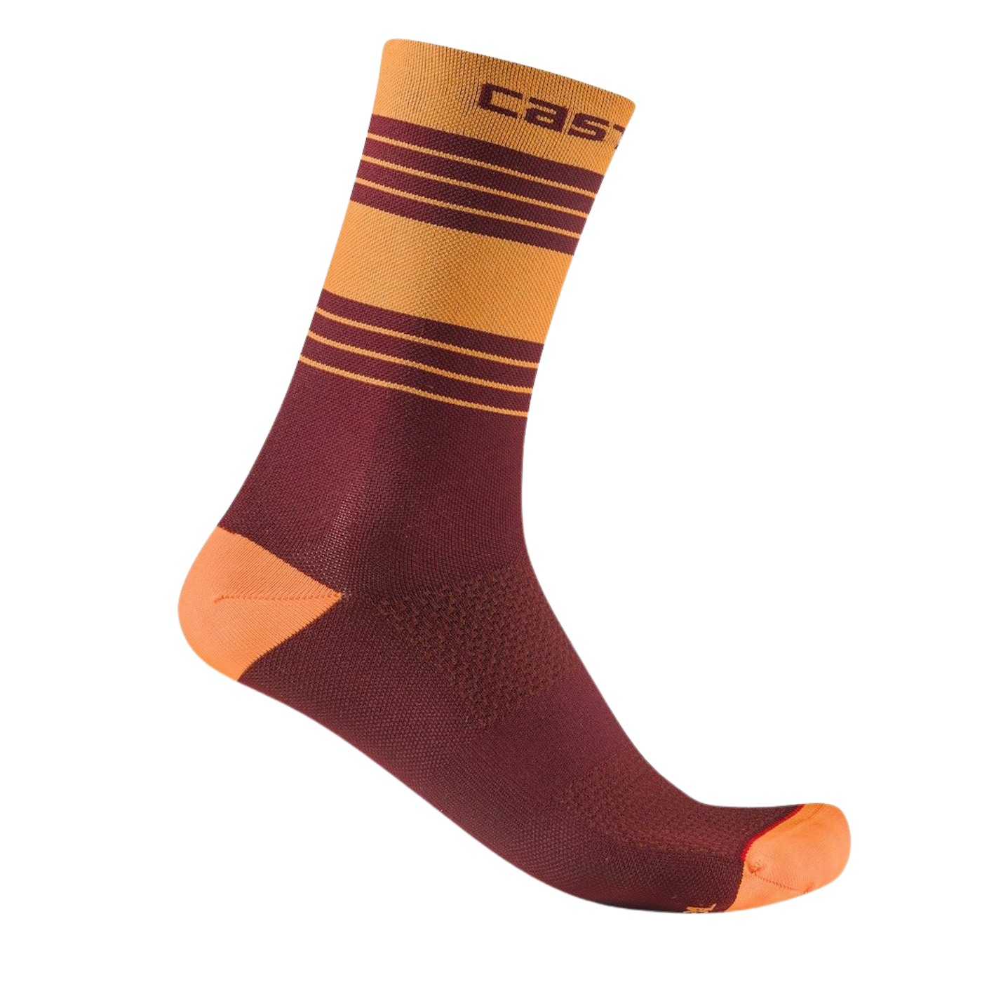 Castelli Simbolo 15 Sock - Vivid Orange/Deep Bordeaux