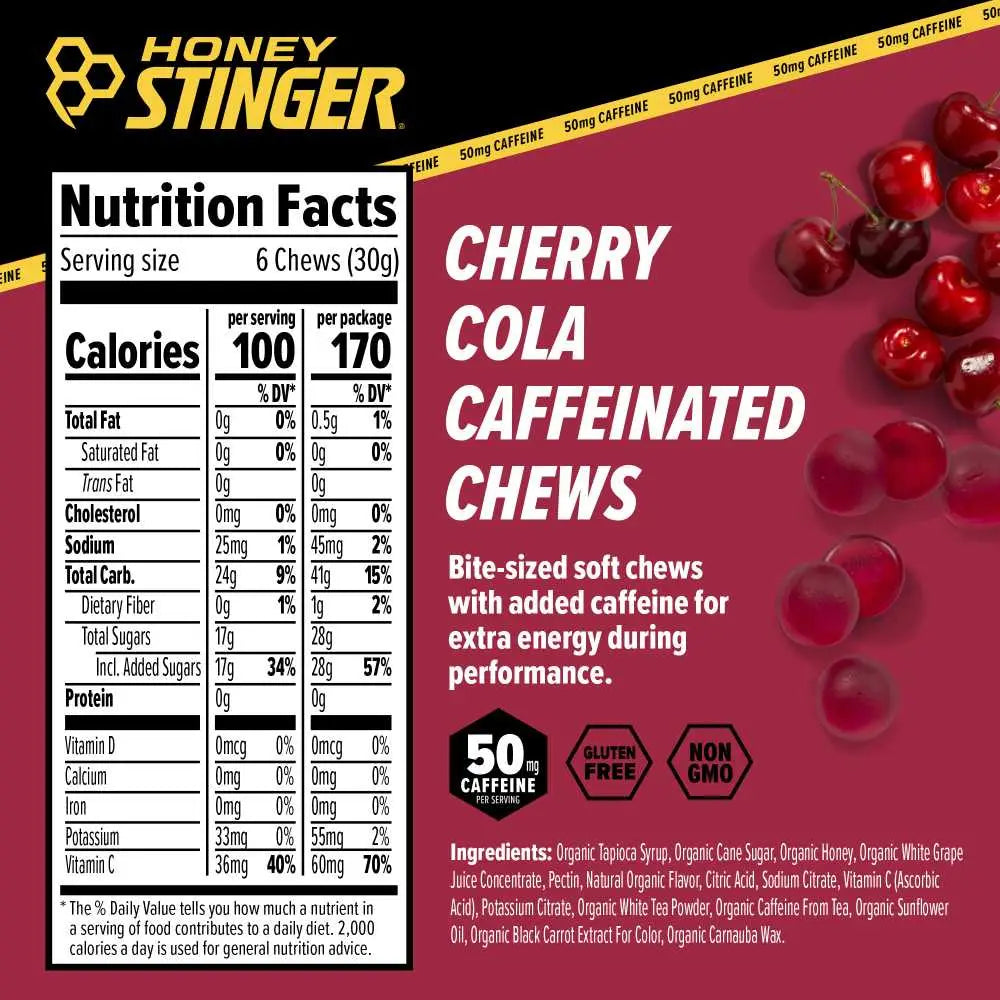 Honey Stinger Energy Chews - Caffeinated Cherry Cola | Individual
