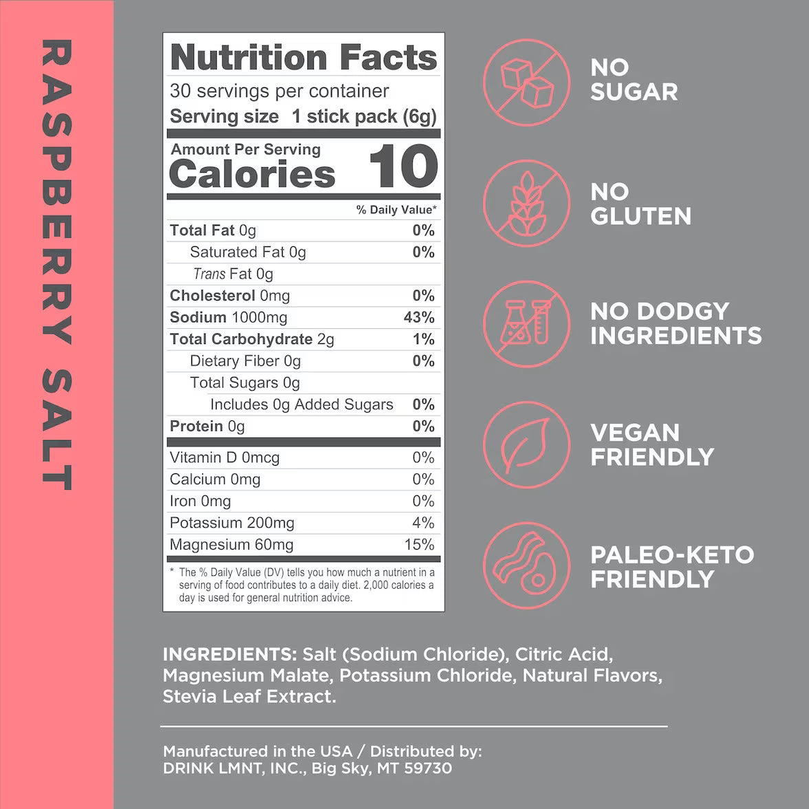 LMNT Raspberry Salt - Box of 30