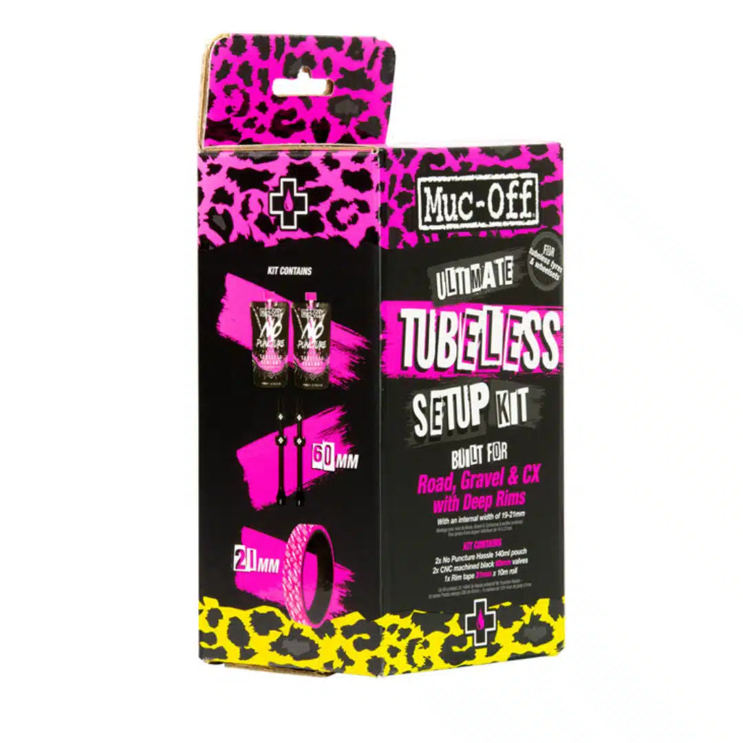 Muc-Off Ultimate Tubeless Kit - Road/Gravel/CX | 21mm Tape | 60mm Valves