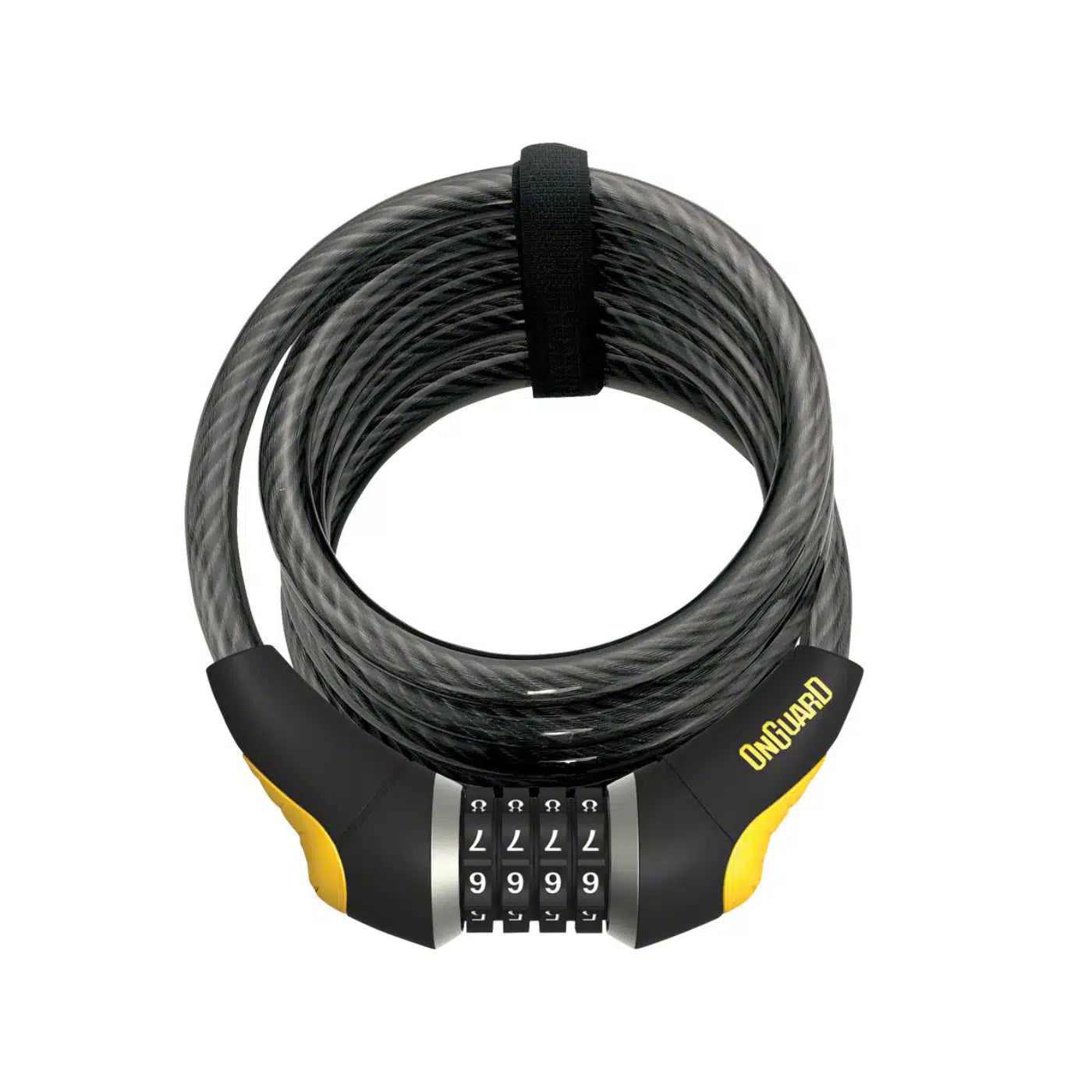 OnGuard Doberman Combo Cable Lock - 6' x 12mm | Gray/Black/Yellow