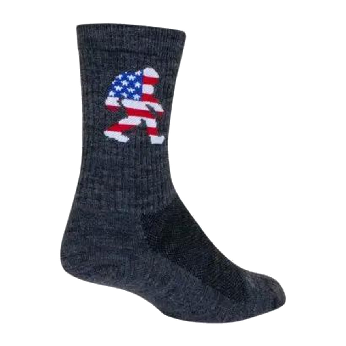 Sock Guy Big Foot USA Wool sock in gray with a stars and stripes Bigfoot