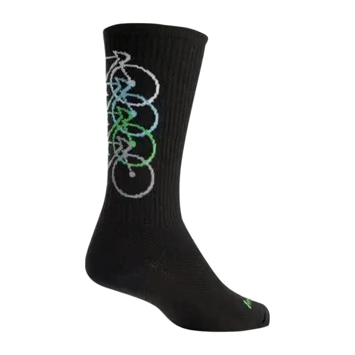 Sock Guy Stacked Wool sock, black wool with stacked bike outlines