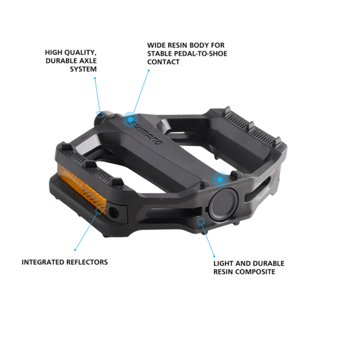 Shimano PD-EF102 Flat Pedal w/ Reflector - Black