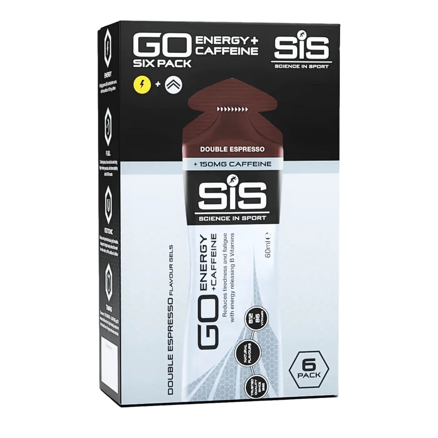 SiS GO Energy + Caffeine Gel - Double Espresso | Box of 6 Science in Sport