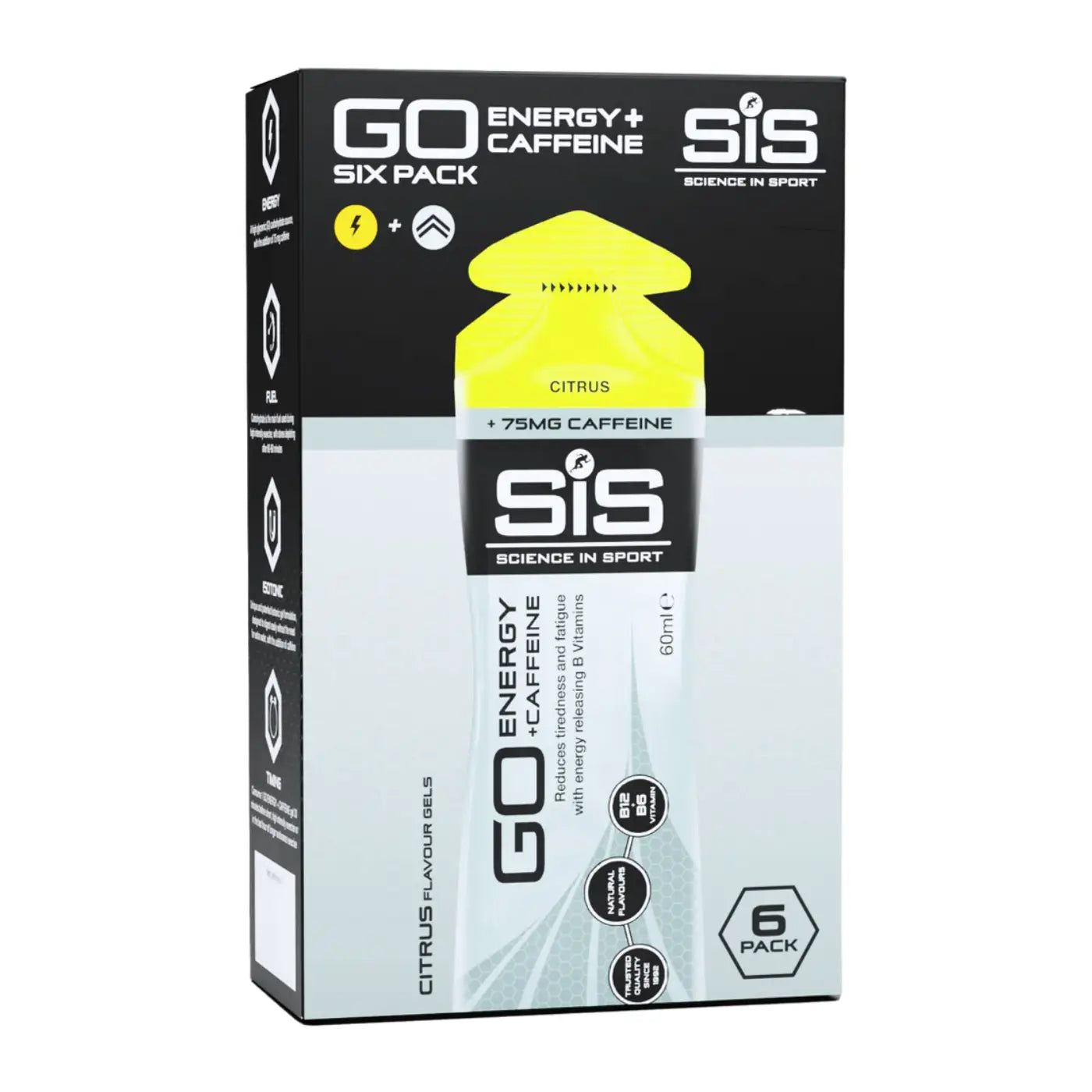 SiS GO Energy + Caffeine Gels - Citrus | Box of 6 Science in Sport