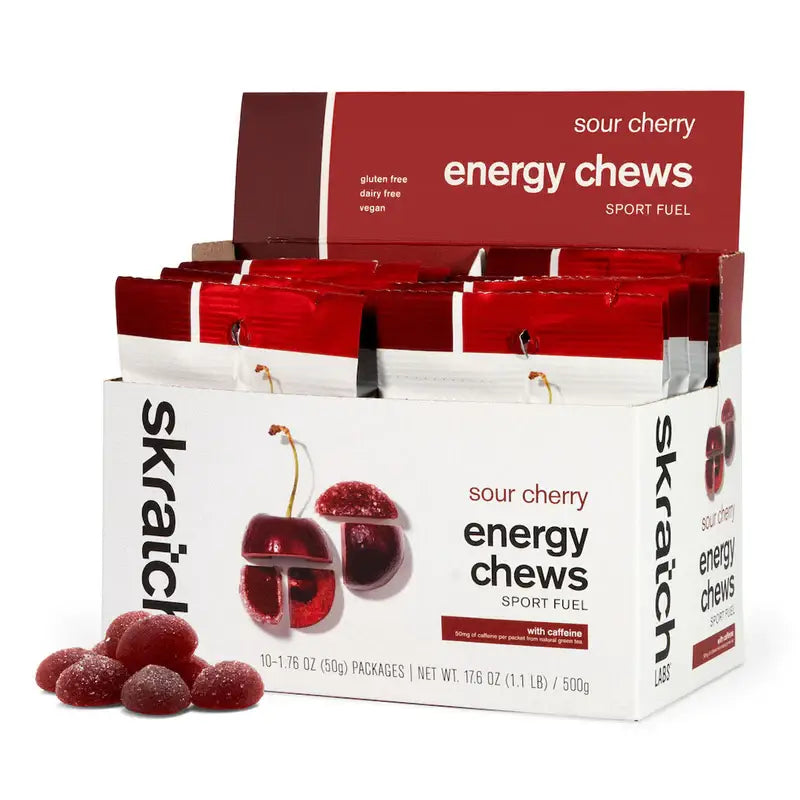 Skratch Labs Energy Chews - Sour Cherry w/ Caffeine | 10 Pack