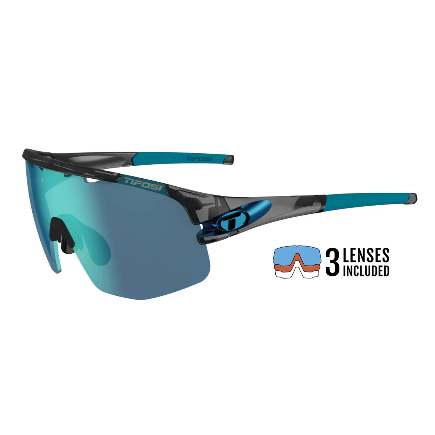 Tifosi Sledge Lite - Crystal Smoke | Clarion Blue | 3 Lenses
