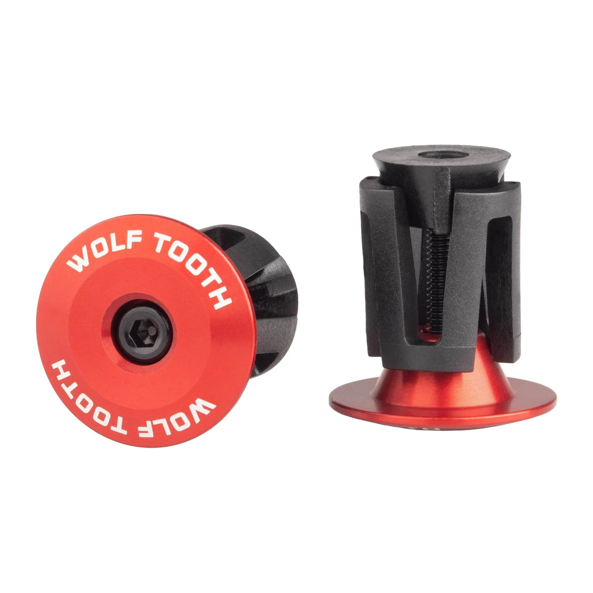 Wolf Tooth alloy bar end plug in Red with expanding plug body