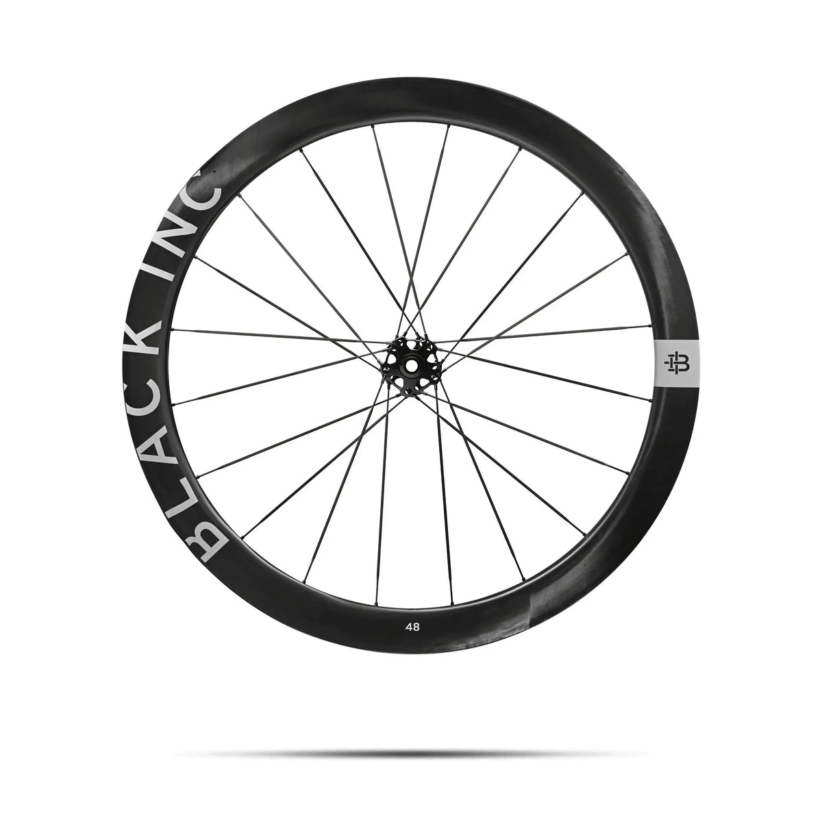 Black Inc 48|58 wheelset in Silver, 48mm front wheel side view