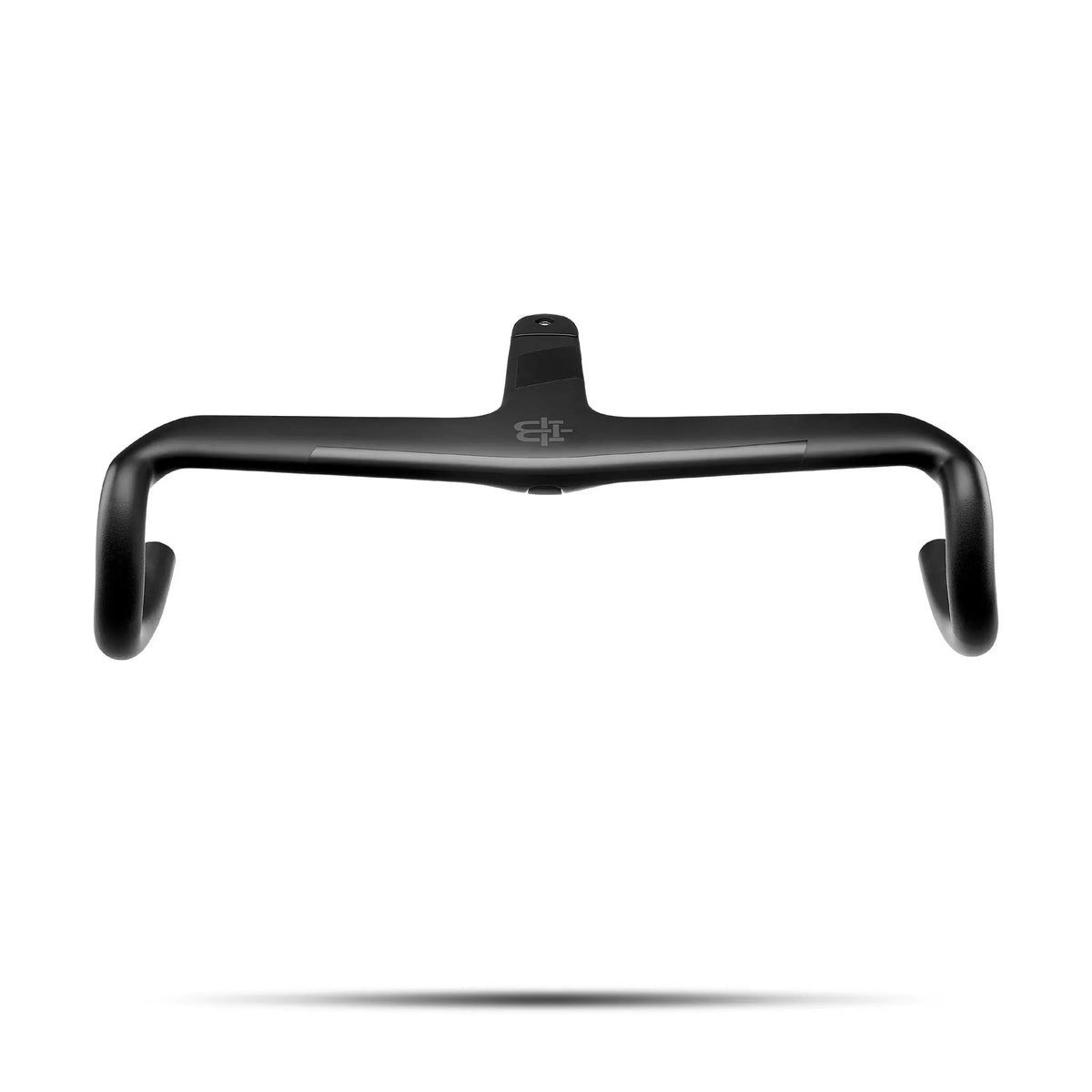 Black Inc Integrated Aero Barstem AB02, front view showing drop flare