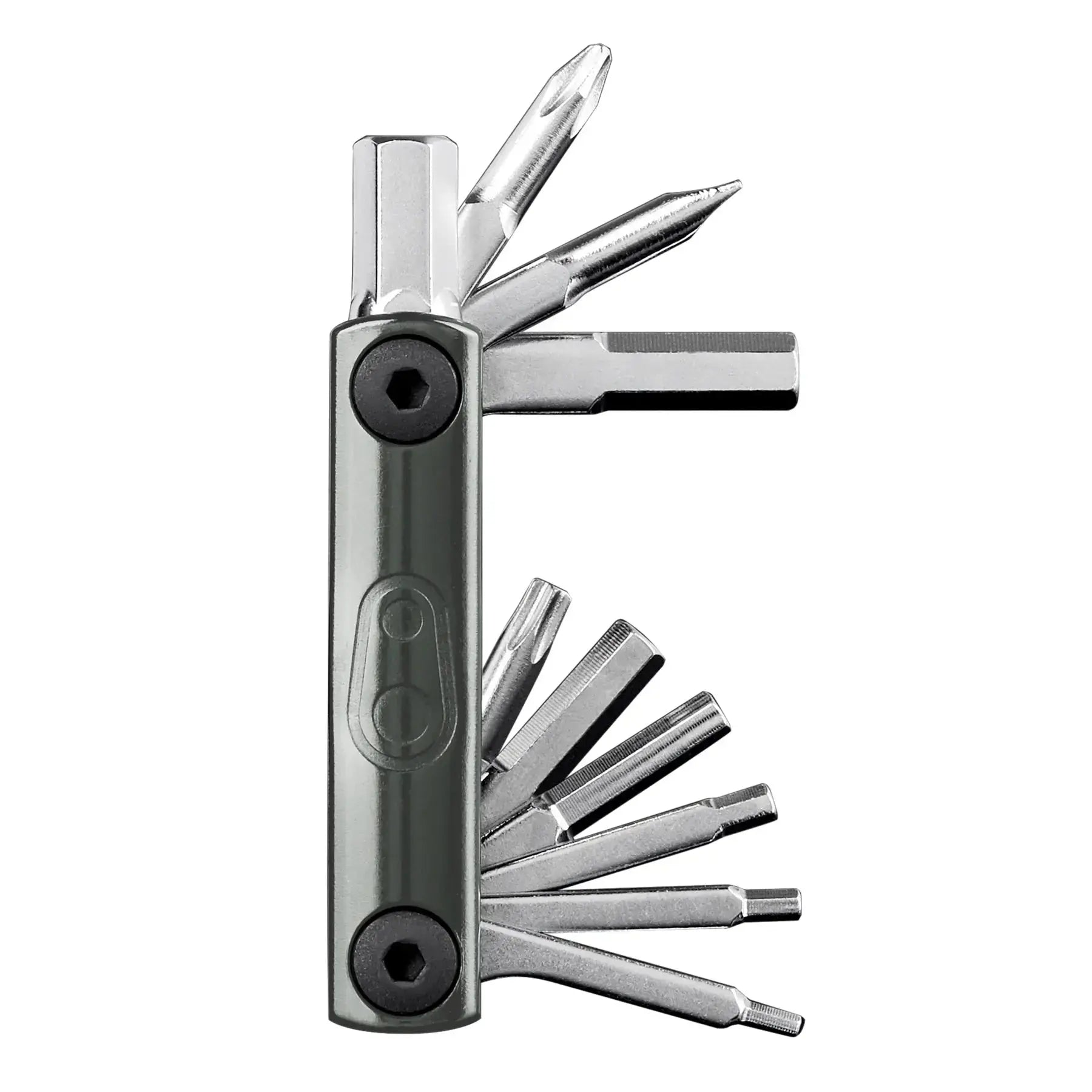 Crankbrothers F10+ Multi-Tool open view showing all 10 tools extended