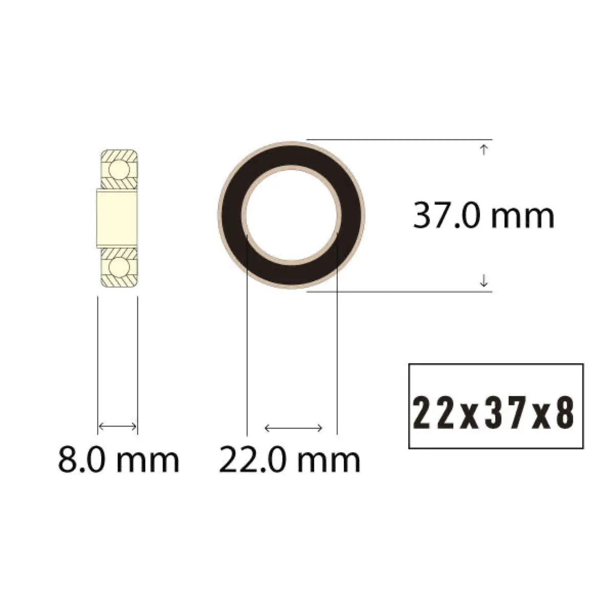 Enduro MR 22378 LLB-E GXP bearing dimensions, 22mm ID, 37mm OD, 8mm wide