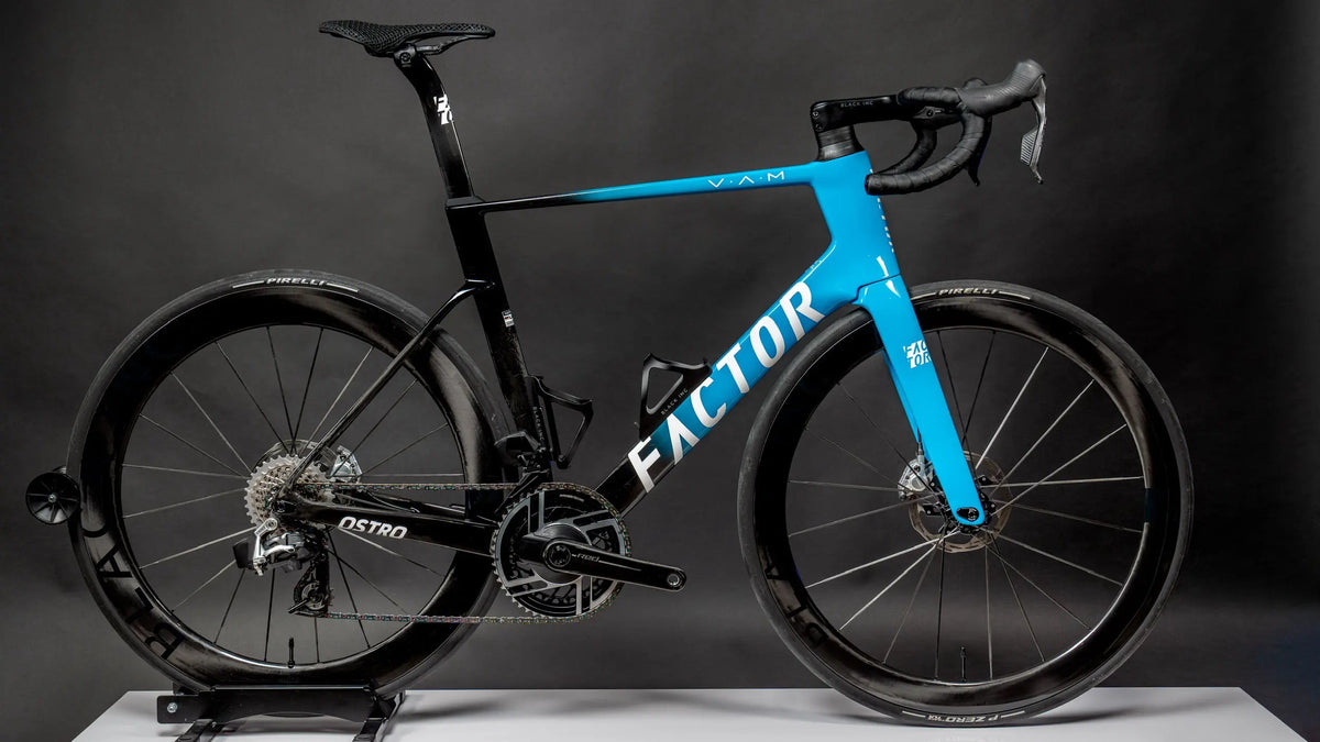 Factor Ostro VAM in blue and black built at Dialed Cycling Lab with SRAM RED and Black Inc wheels