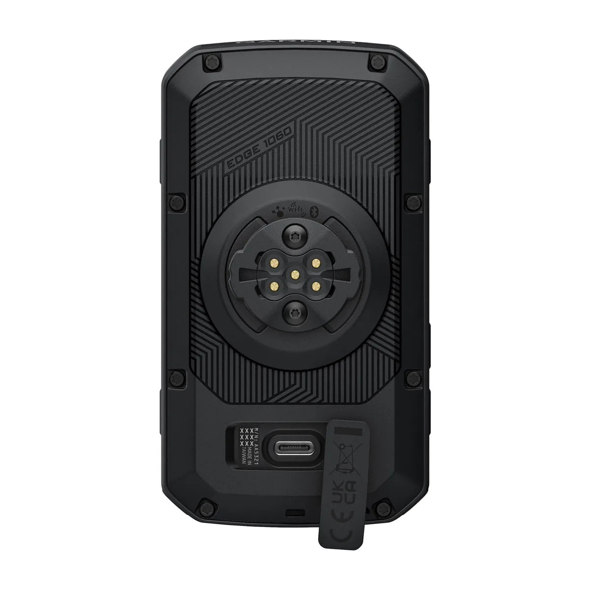Garmin Edge 1060 back view showing the mount interface and USB-C port