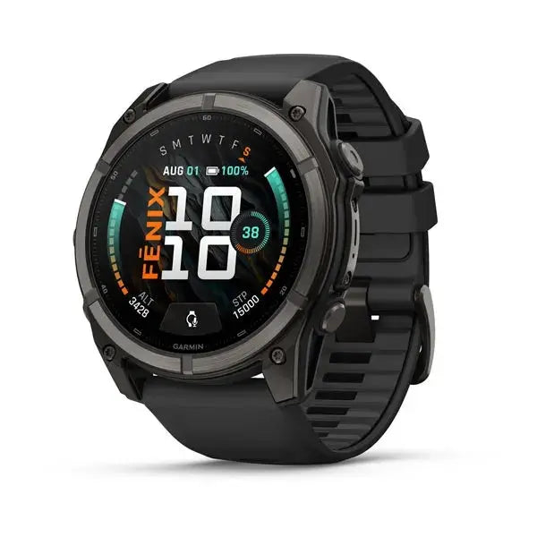 Garmin fenix 9 51 mm multisport GPS smartwatch in Carbon Gray DLC Titanium with black silicone band