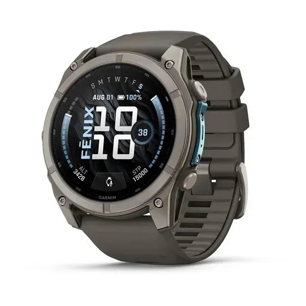 Garmin fenix 9 51 mm multisport GPS smartwatch in Titanium with Pebble Gray silicone band