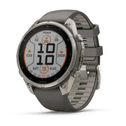 Garmin fenix 9 Pro Solar 47 mm GPS smartwatch in Titanium with Pebble Gray and Silver Gray silicone band