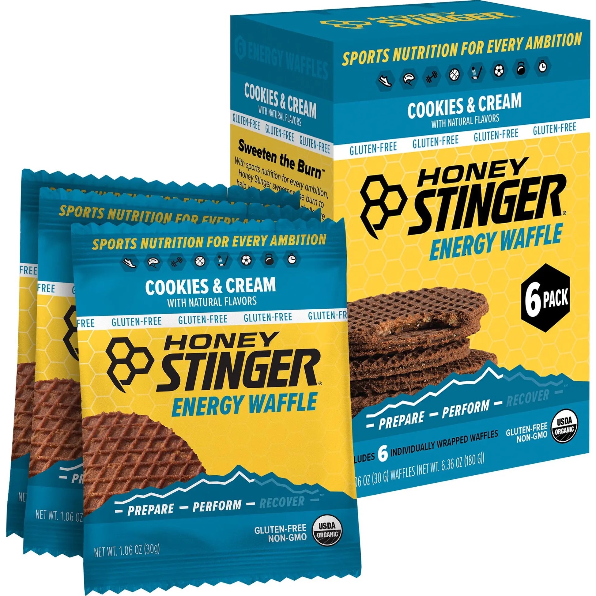 Honey Stinger Gluten-Free Waffle Cookies and Cream Box of 6