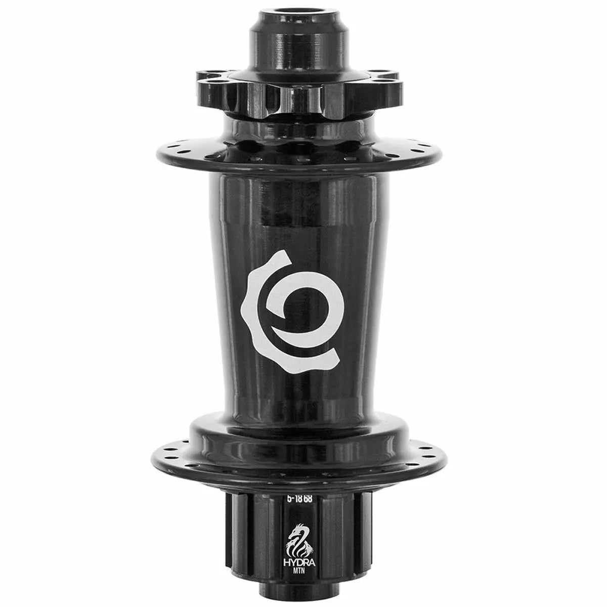 Industry Nine Hydra Classic MTN 6-bolt hubset in black, front and rear hub product shot