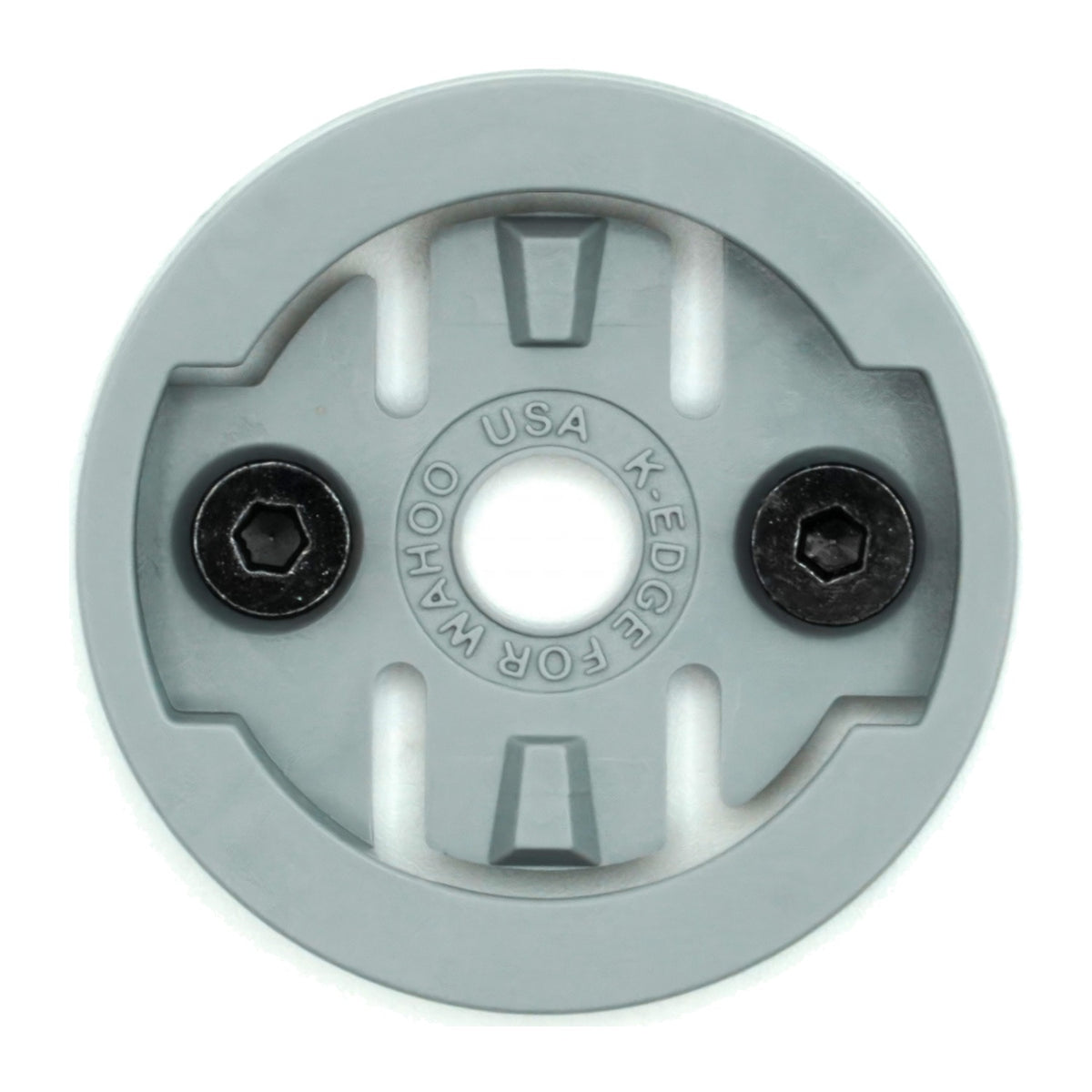 K-Edge gray Wahoo quarter-turn insert with two mounting bolts