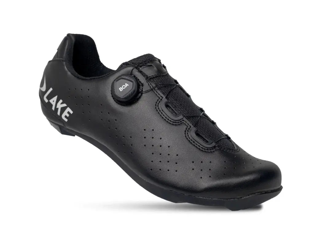 Lake CX178 Road Shoe Regular Black Silver - front view