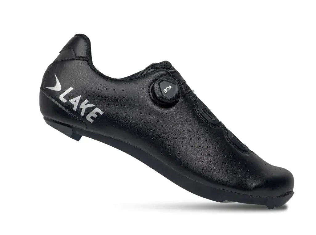 Lake CX178 Road Shoe Regular Black Silver - outside view