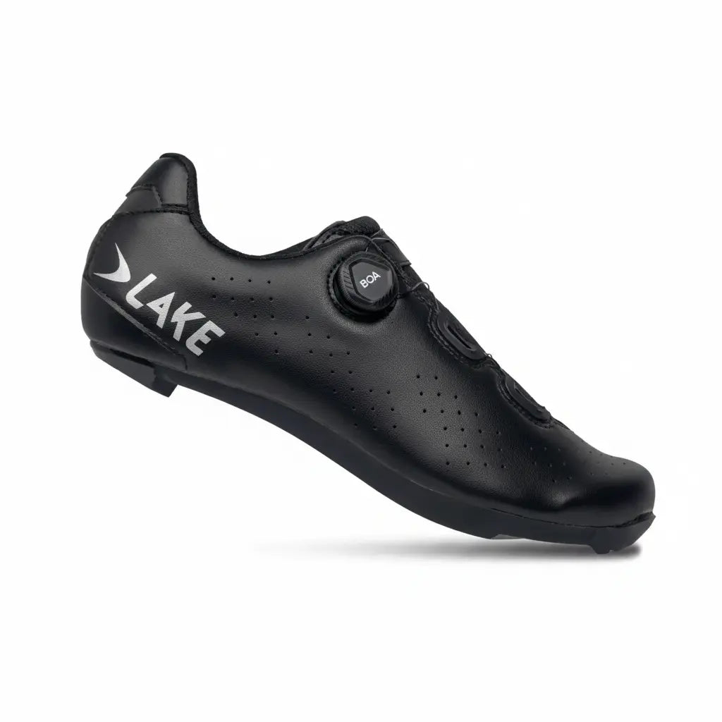 Lake CX178 Road Shoe Regular Black Silver - outside view