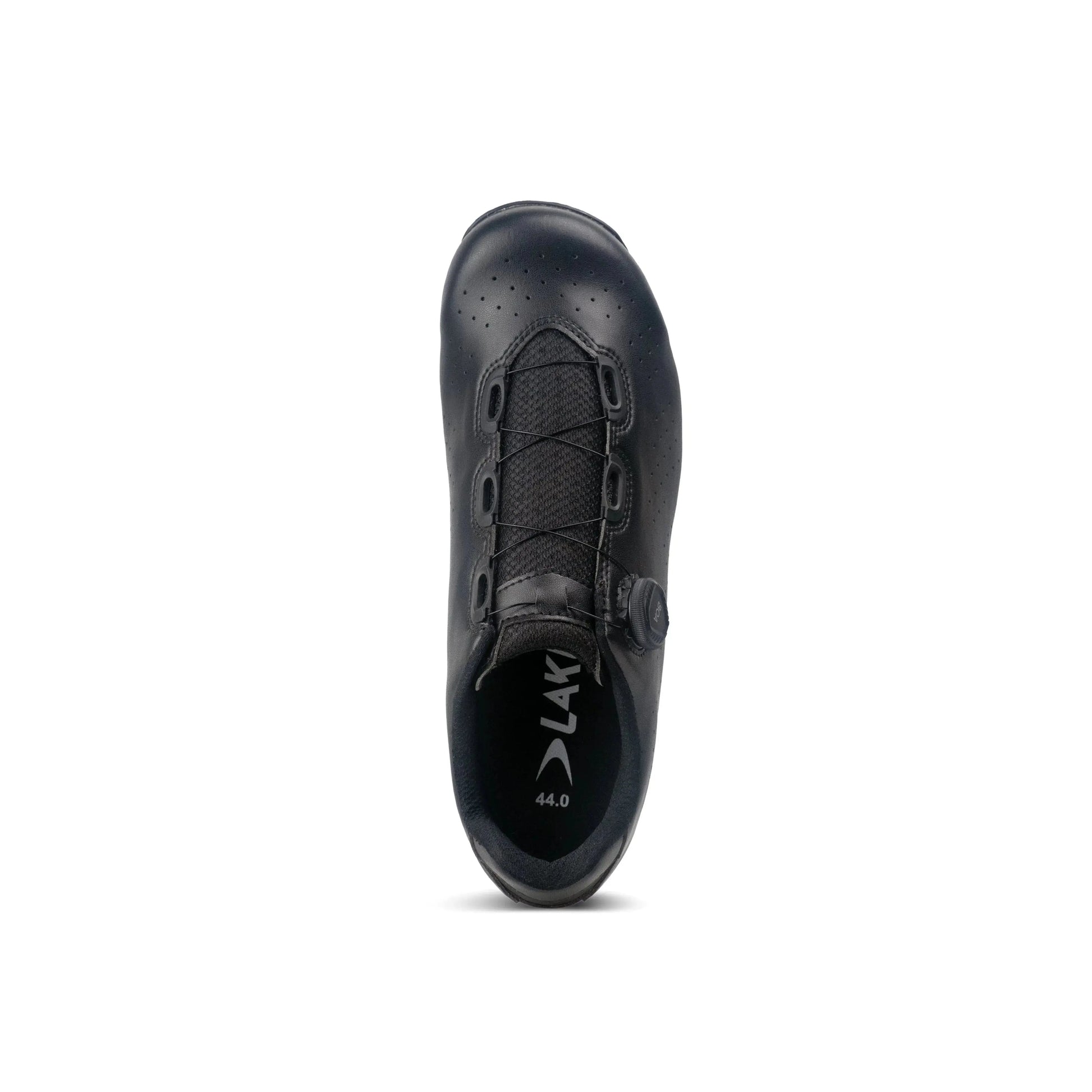 Lake Cycling CX178 Wide road shoe in Black and Silver, top view with BOA L6 dial