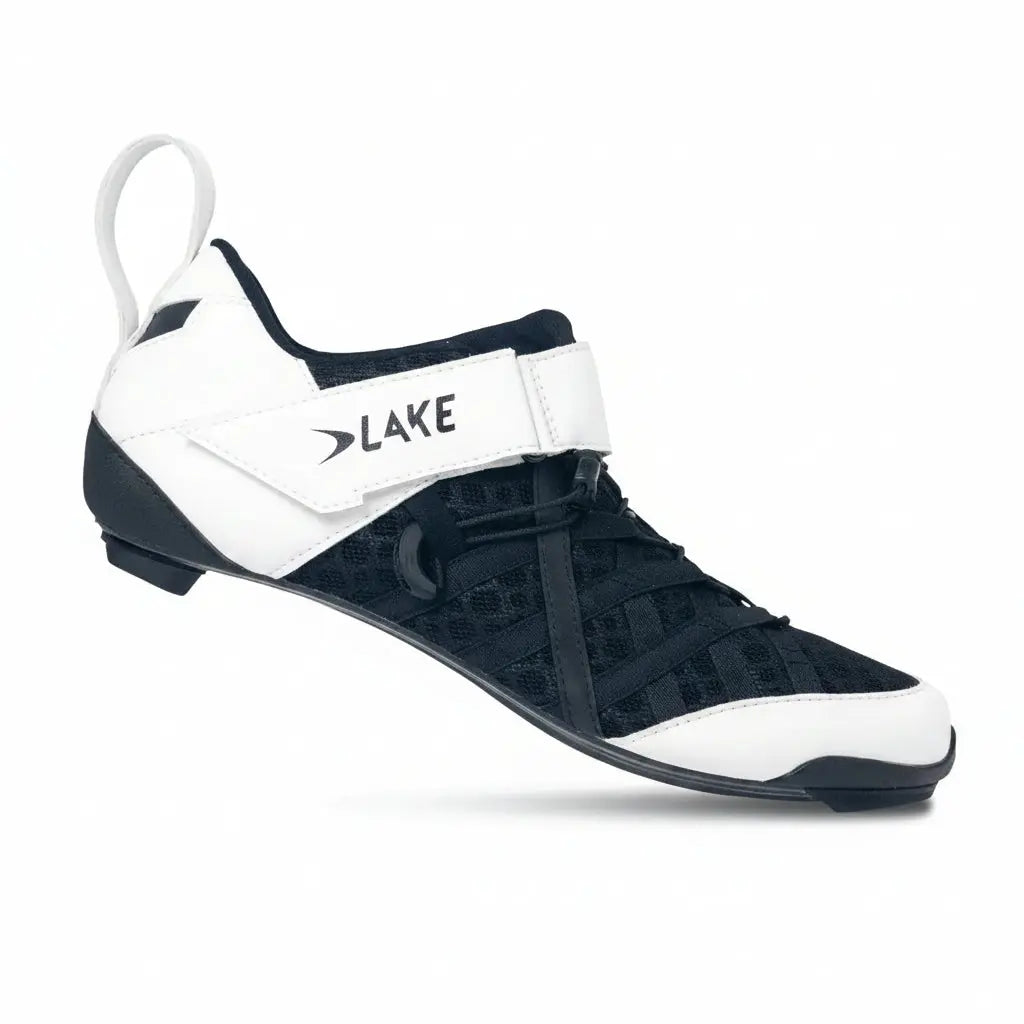 Lake Cycling TX224 Regular White Black triathlon shoe outside view
