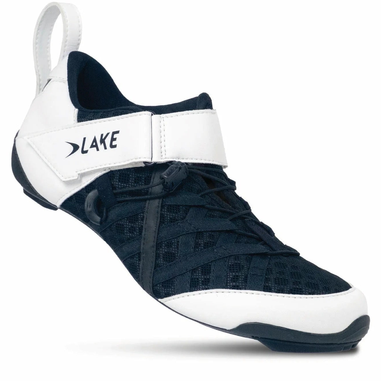 Lake Cycling TX224 Wide triathlon shoe in White/Black, front view