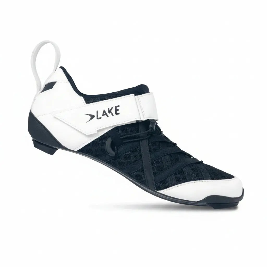 Lake Cycling TX224 Women's Narrow White Black triathlon shoe outside view