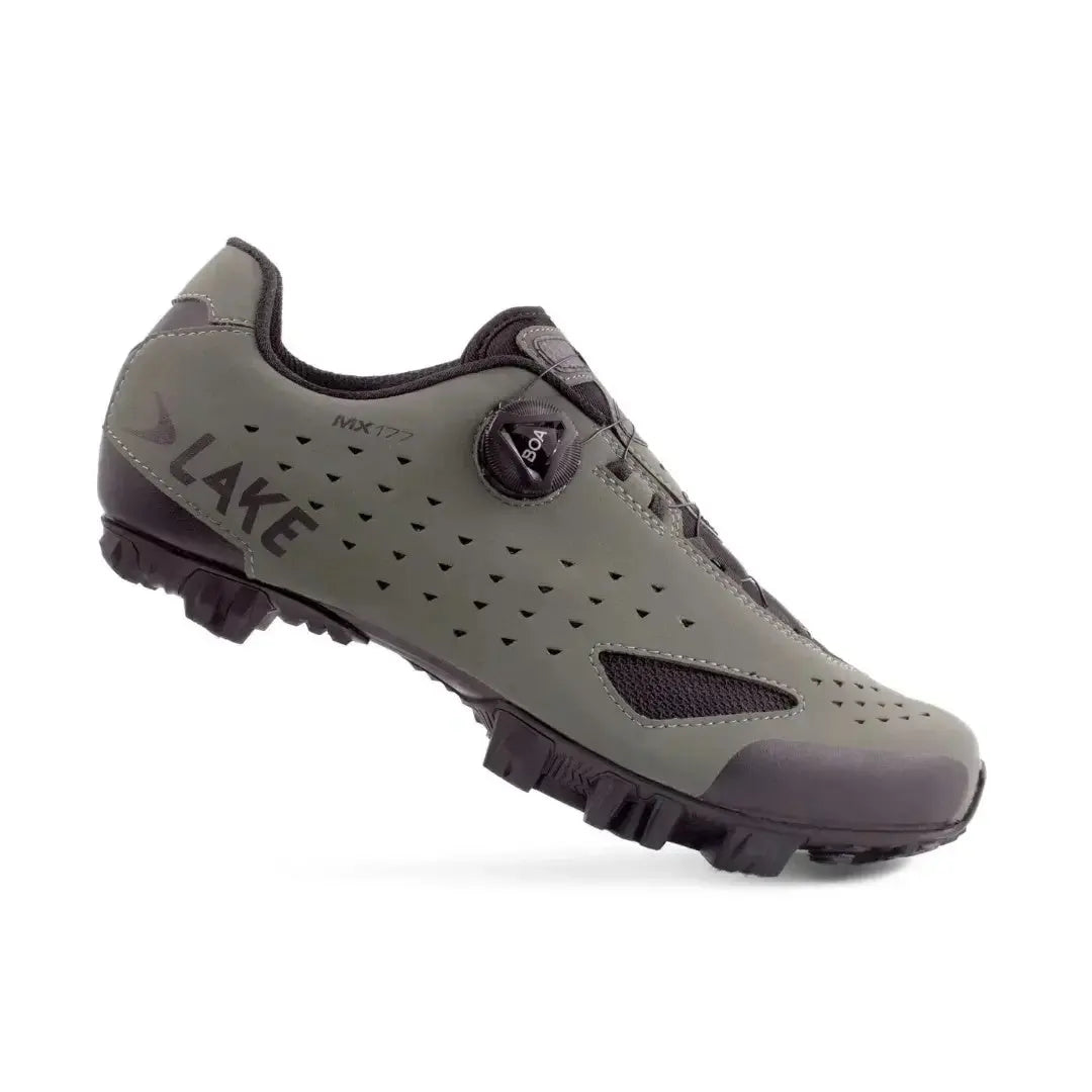 Lake Cycling MX177 Regular trail shoe in Beetle green and black, EU 46