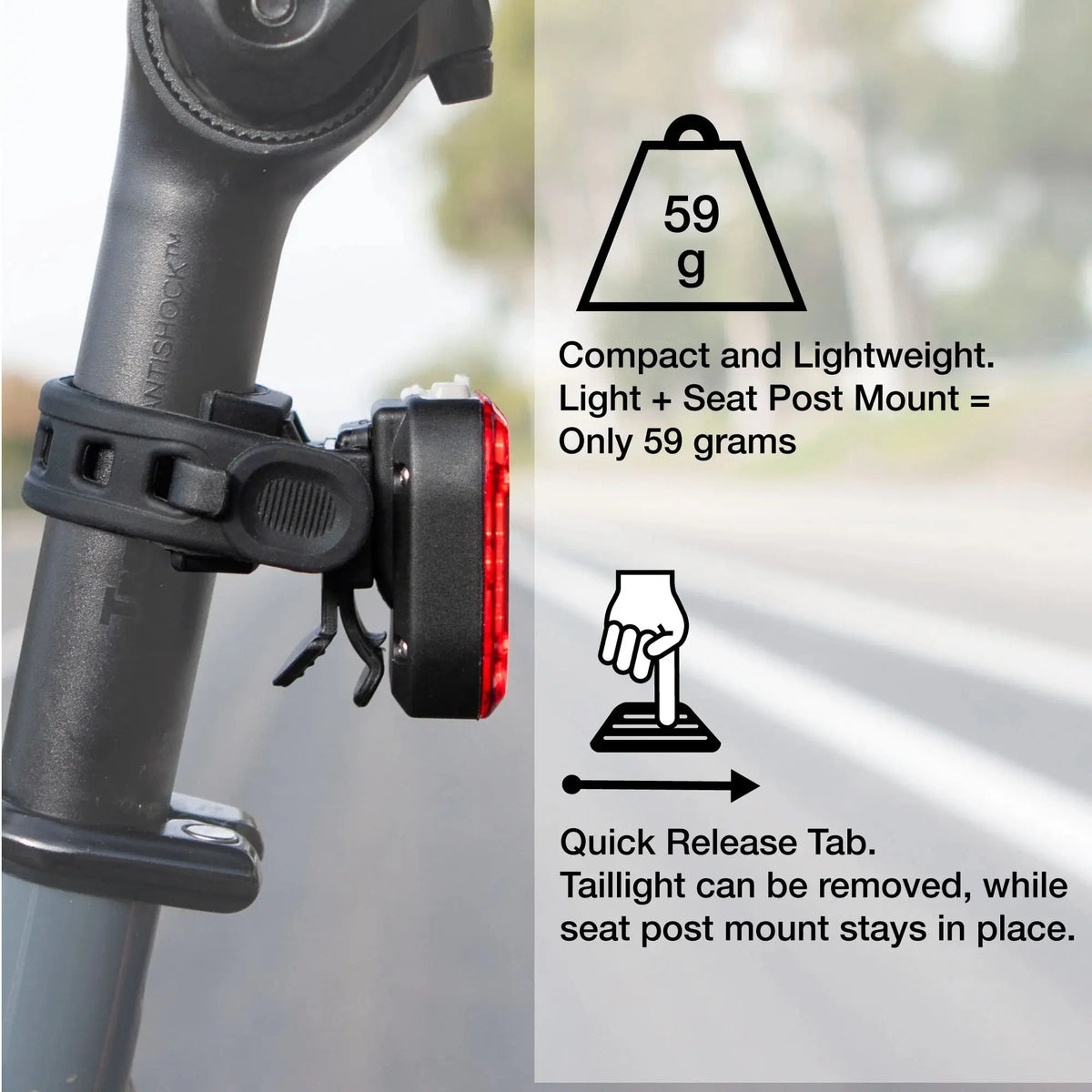 NiteRider Vmax+ 180 Taillight profile showing the clothing clip