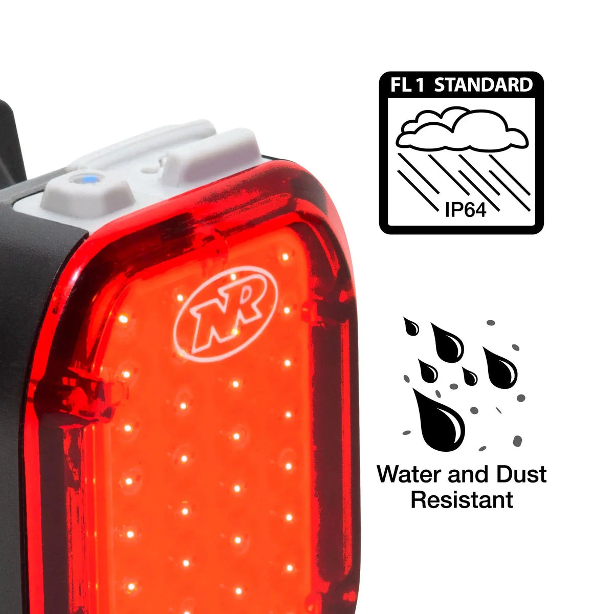 NiteRider Vmax+ 180 Taillight IP66 sealed USB-C port cover
