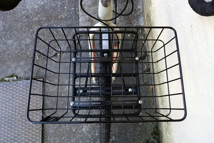 PDW OxRack Front Rack mounted on a bike with a wire basket