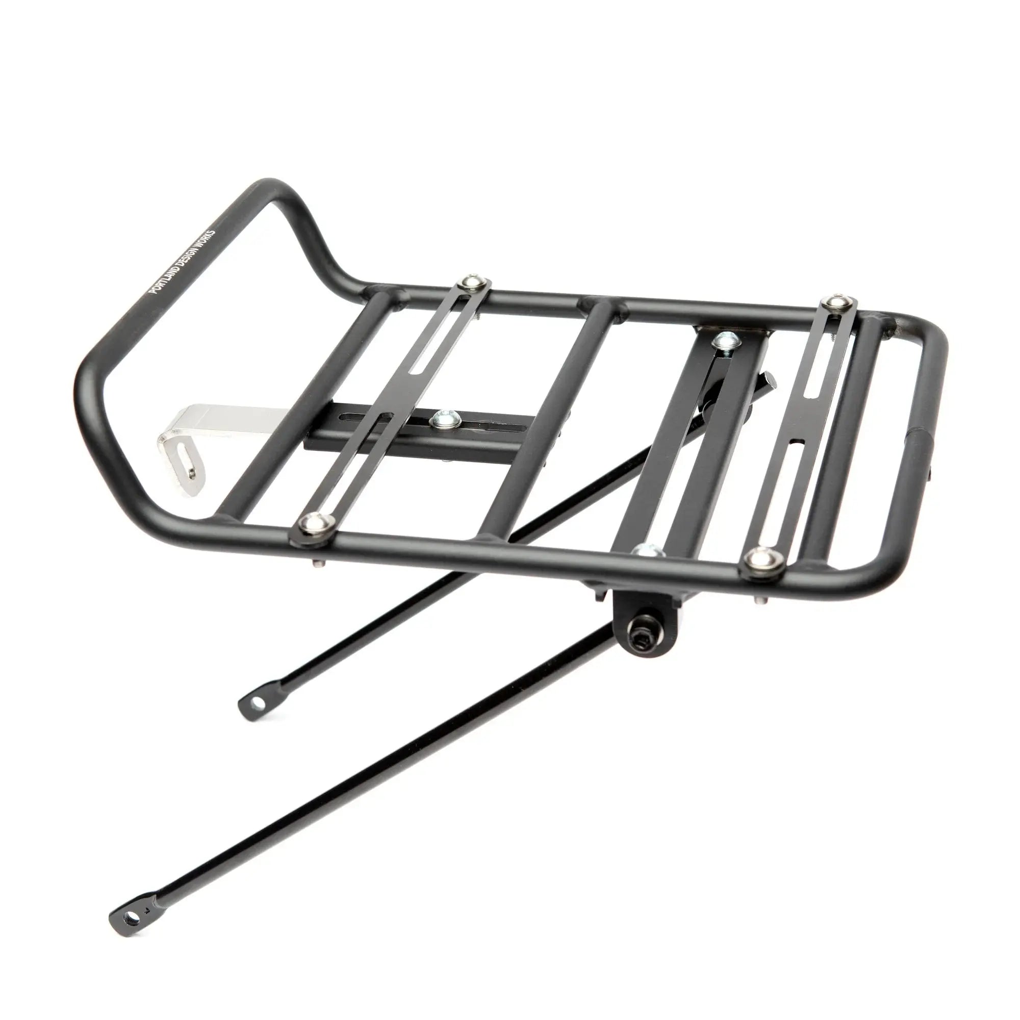 PDW OxRack Front Rack in black, steel front rack with alloy basket braces
