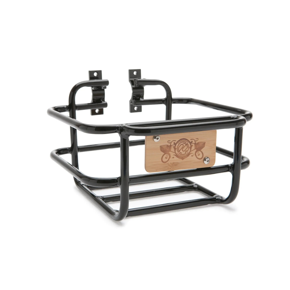PDW Takeout Basket, basket only, black alloy front basket with bamboo badge
