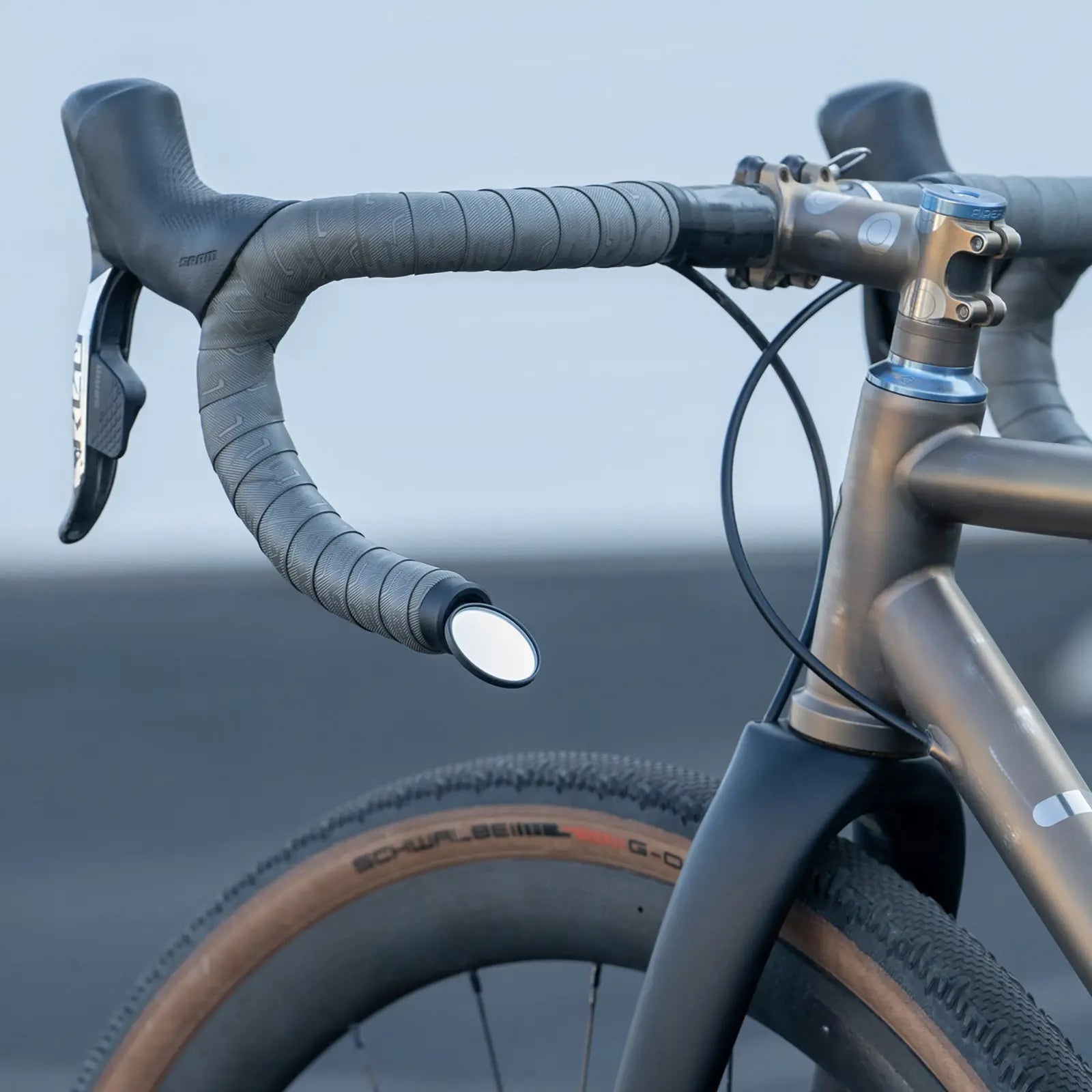 Spurcycle R35 mirror mounted on a drop bar bike