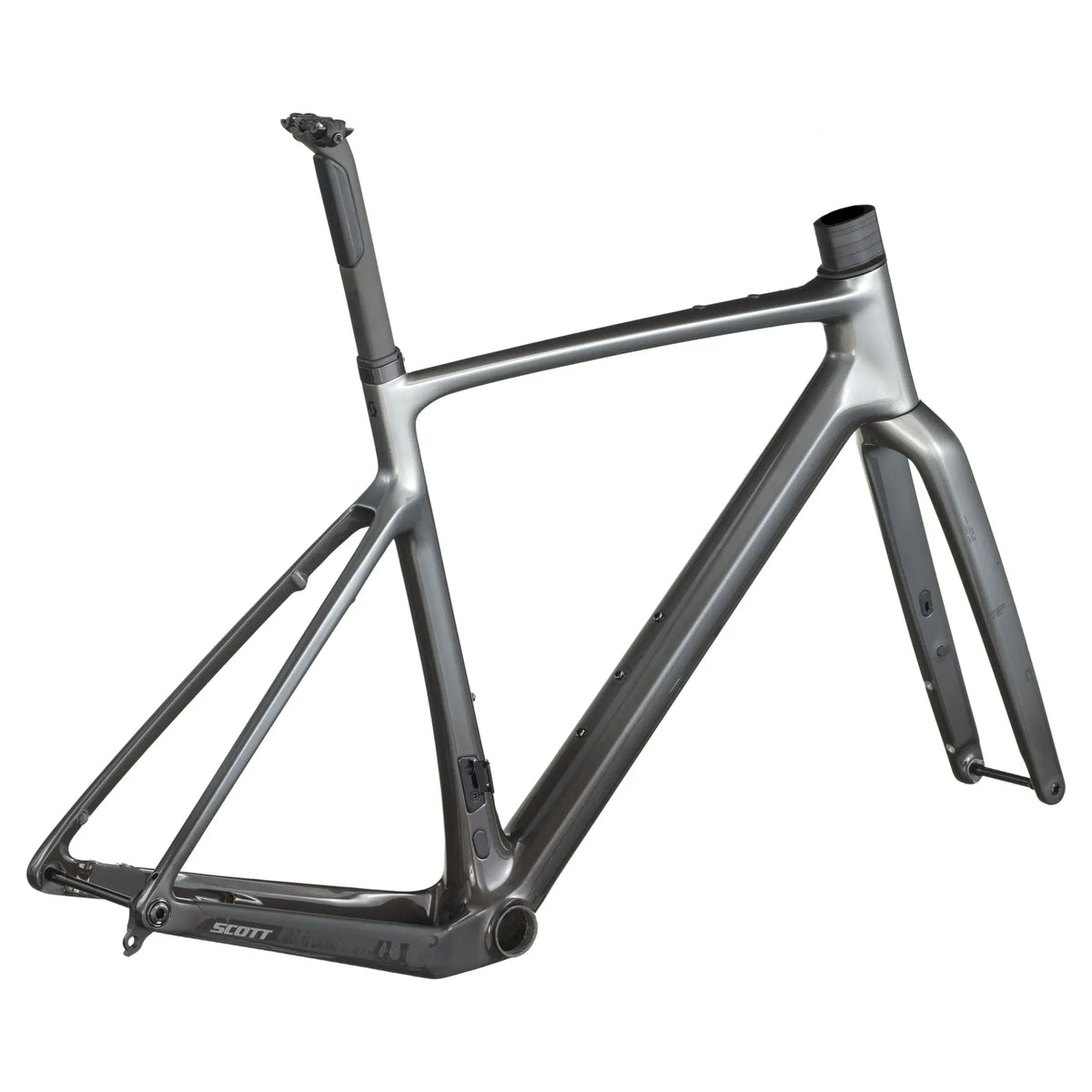 Scott Addict Gravel Team HMF Frameset in Chrome Silver, drive side view