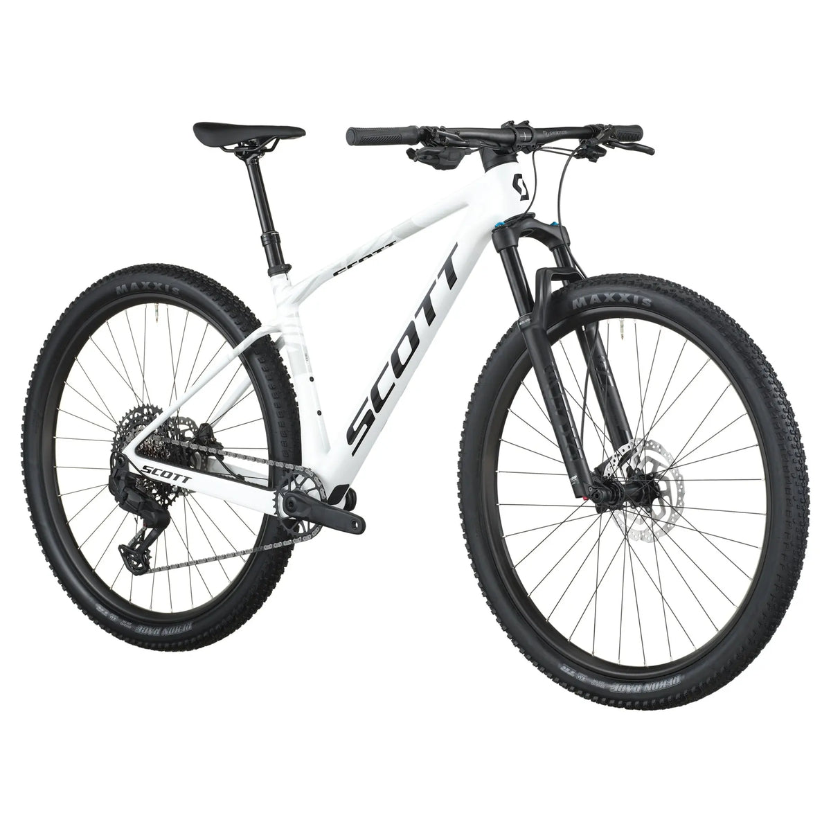 Scott Scale 910 Bike in White, front three quarter view