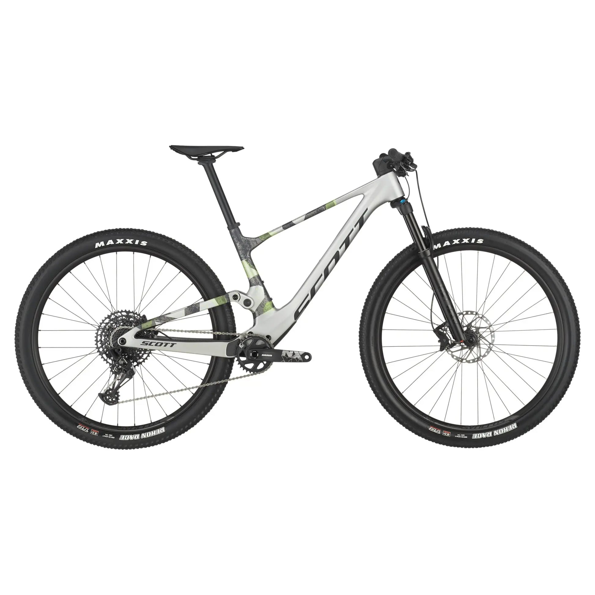 Scott Spark RC Comp Bike in Ice Grey Progressive Grey, drive side view