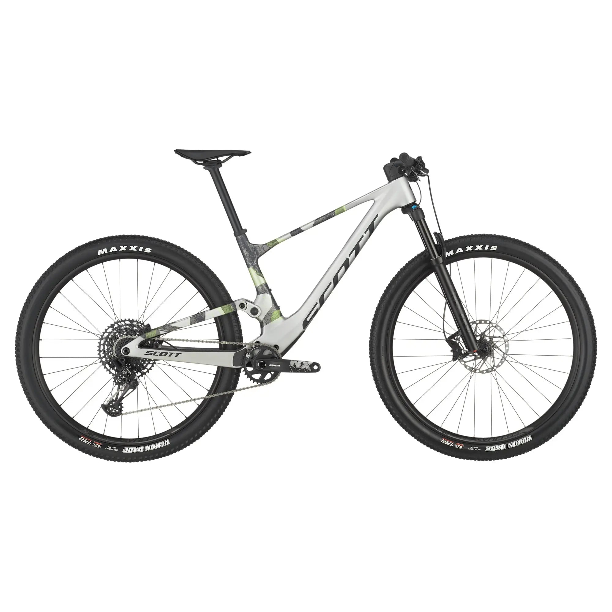 Scott Spark RC Comp Bike in Ice Grey Progressive Grey, drive side view